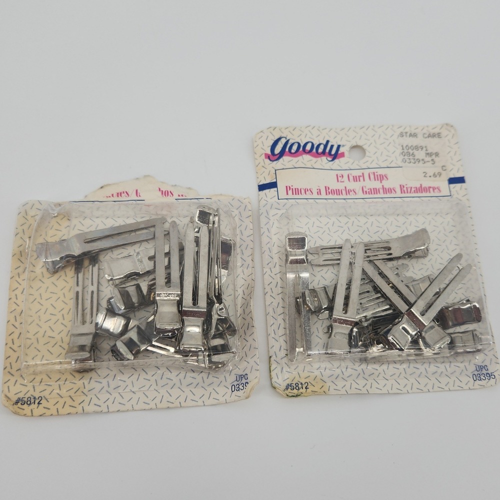 Goody Curl Clips Silver Nickel Plated Steel Vintage 1994 Hair Styling